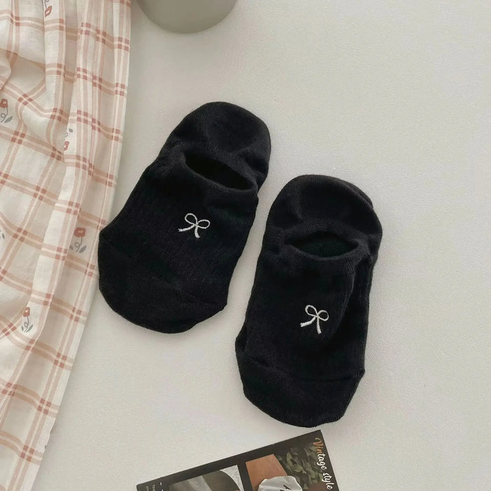 1-5pairs Summer Bowknot  Boat Socks for Women
