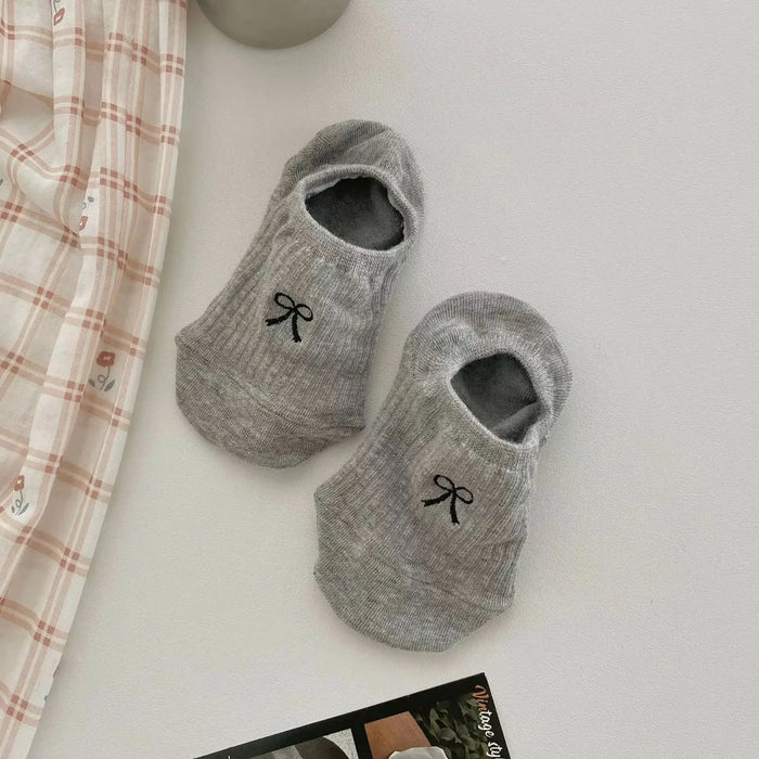 1-5pairs Summer Bowknot  Boat Socks for Women
