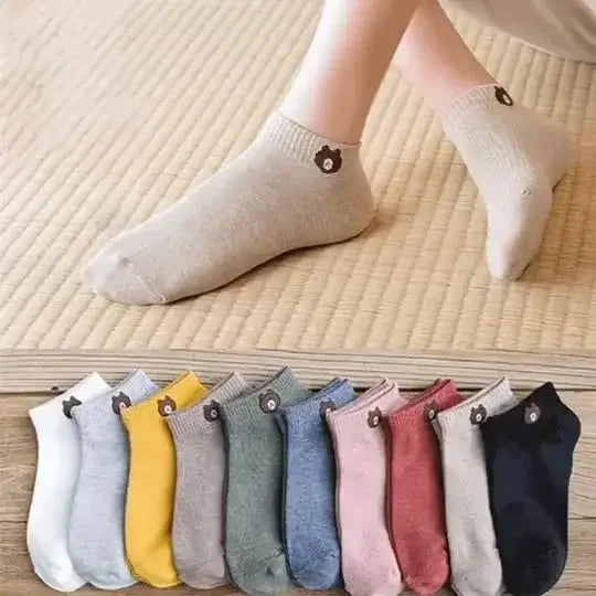10 Pairs  Cute Bear Pattern Fashion Style Comfortable Socks