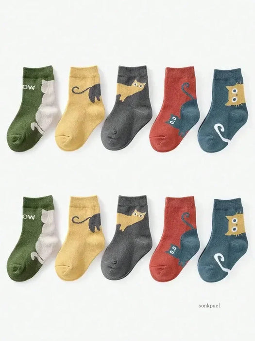 5-pairs-of-four-season-baby-socks-spring-fall-cartoon-kitten-winter-mid-tube-kidsrens-socks-boys-and-girls-kidsrens-socks