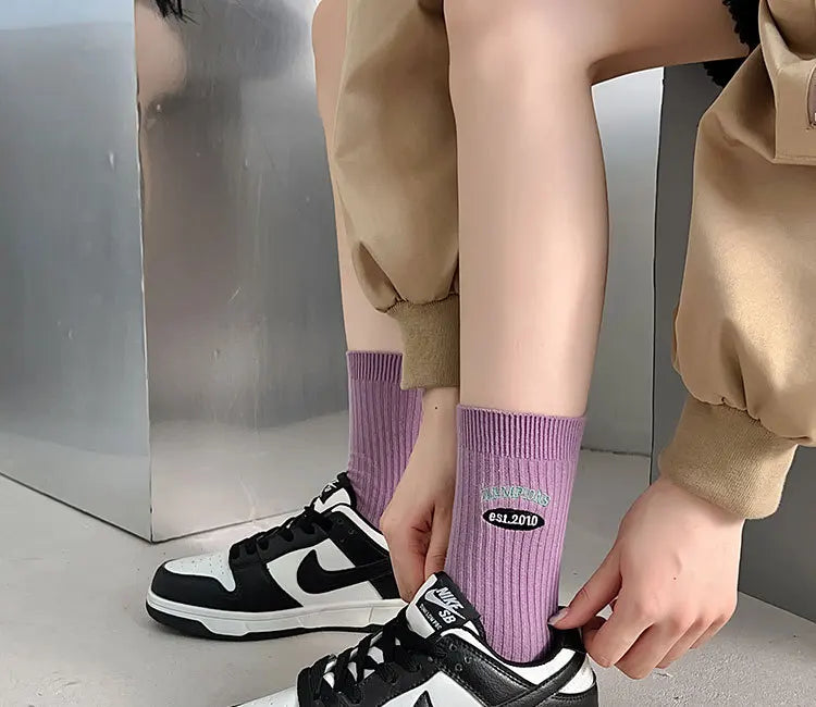 Embroidery Fashion Sports Women Socks Ins Designer
