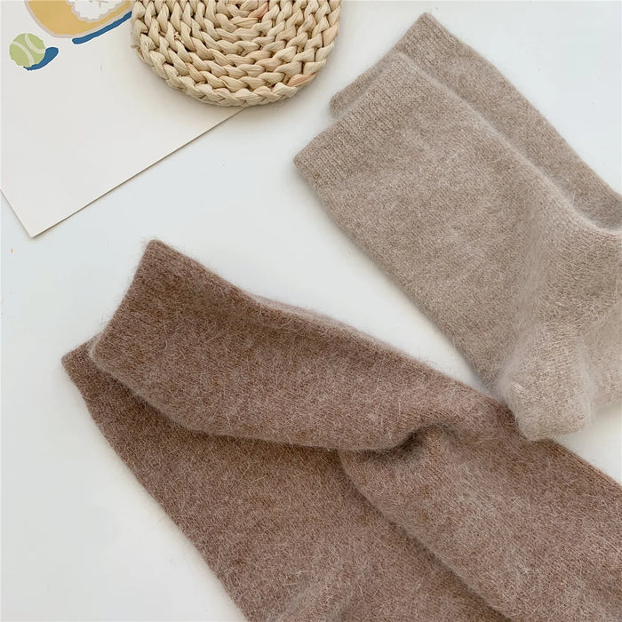 Rabbits Hair Women's Socks Solid Thermal Cashmere