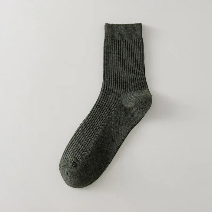 Mens Breathable Elastic Cotton Long Socks Solid Color