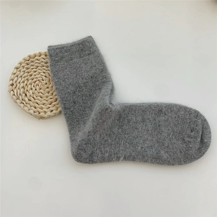 Rabbits Hair Women's Socks Solid Thermal Cashmere