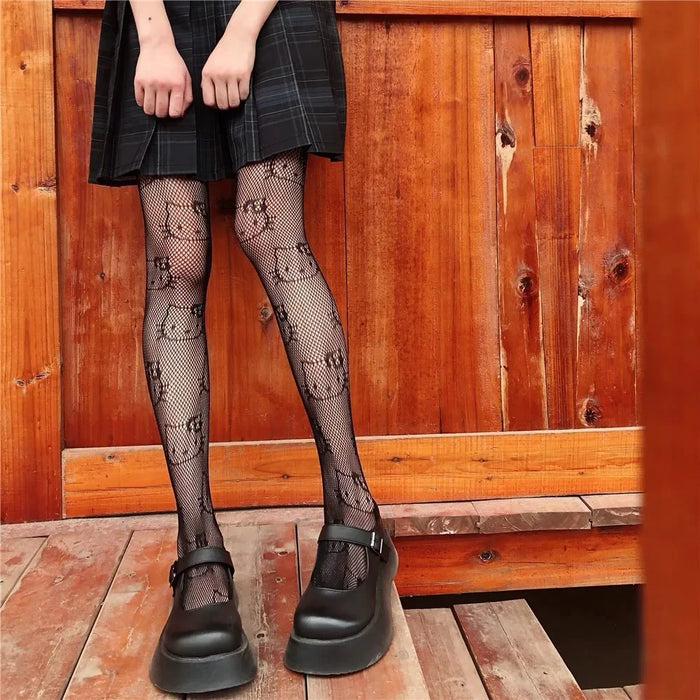 Hello Kitty Black/ White Silk Stocking Socks