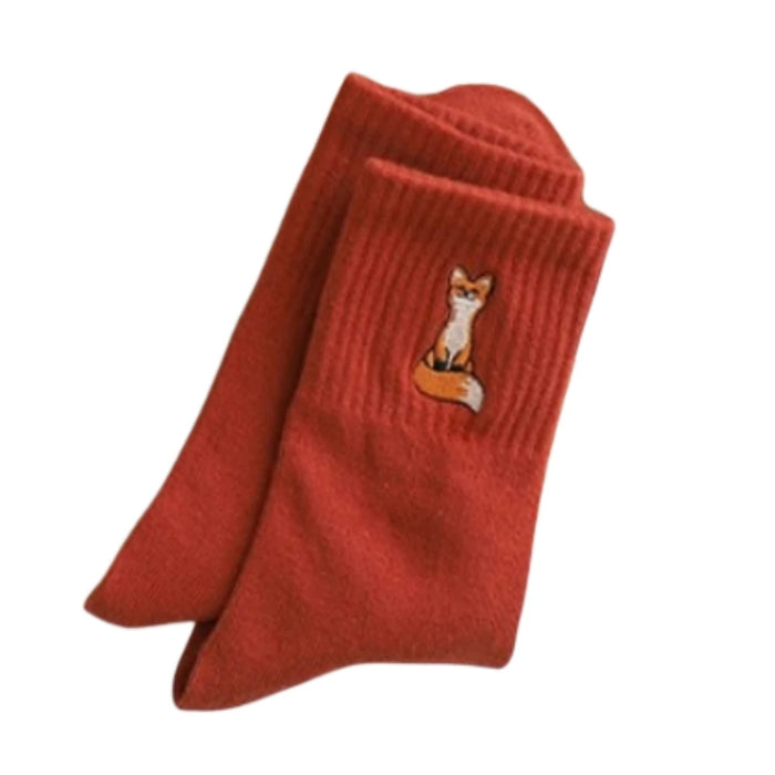 New Cute Embroidery Fox Cartoon Animal Socks