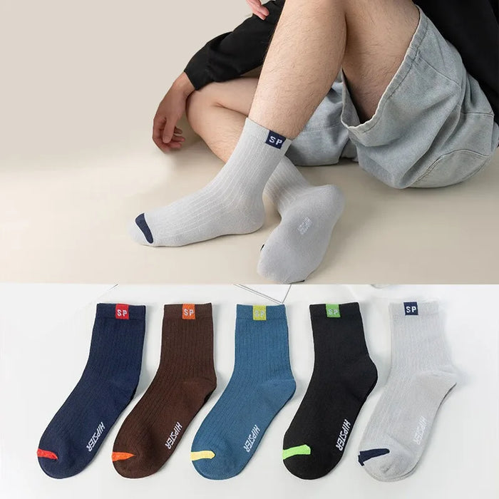 5 Pairs Medium Cartoon Stripes  High-quality Socks