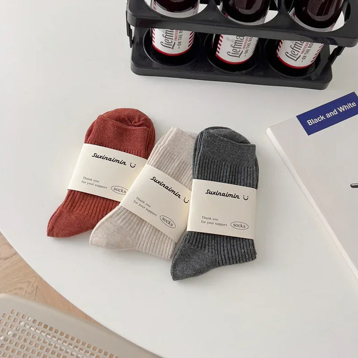 Mens Breathable Elastic Cotton Long Socks Solid Color