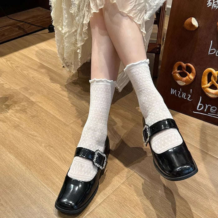 Lolita Women Hollow Out Breathable Mesh Lace Socks