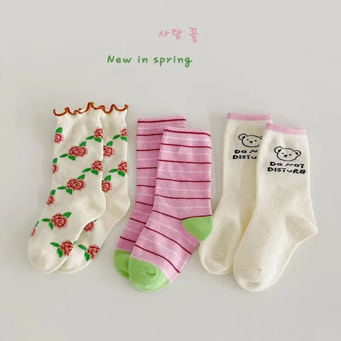 3paris Girls Fancy Lace Flower Pattern Socks