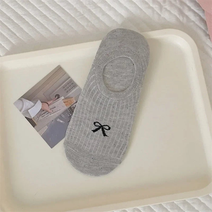 Women Thin Dot Yarn Bowknot No-show Socks
