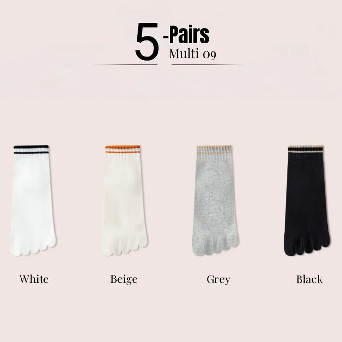 1/4/5 Pairs Women's Five Finger Cotton Socks