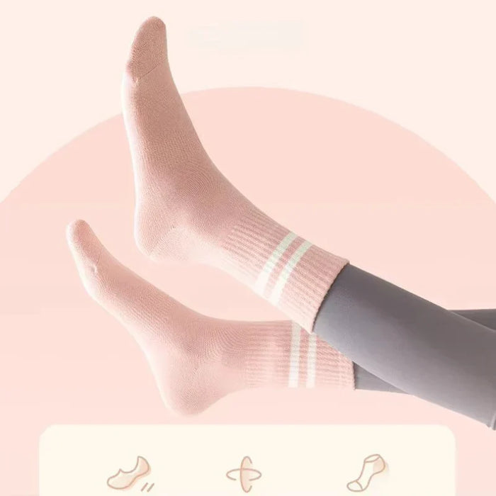 4 pairs Yoga / Pilates solid mid tube socks