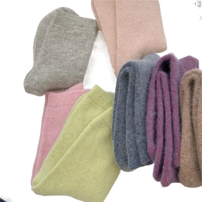 Rabbits Hair Women's Socks Solid Thermal Cashmere