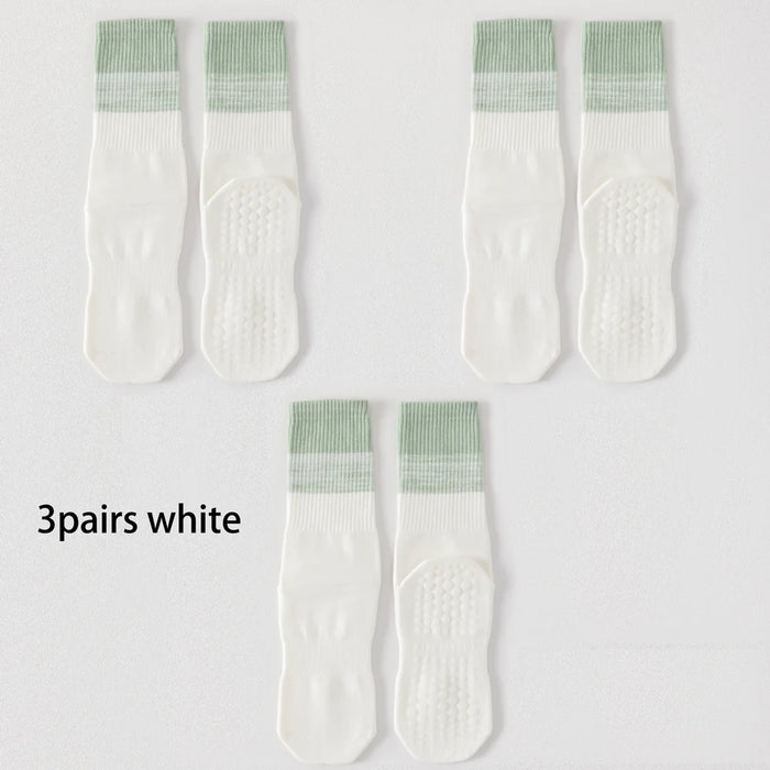 3 Pairs lollipop coloured cotton mid calf yoga socks