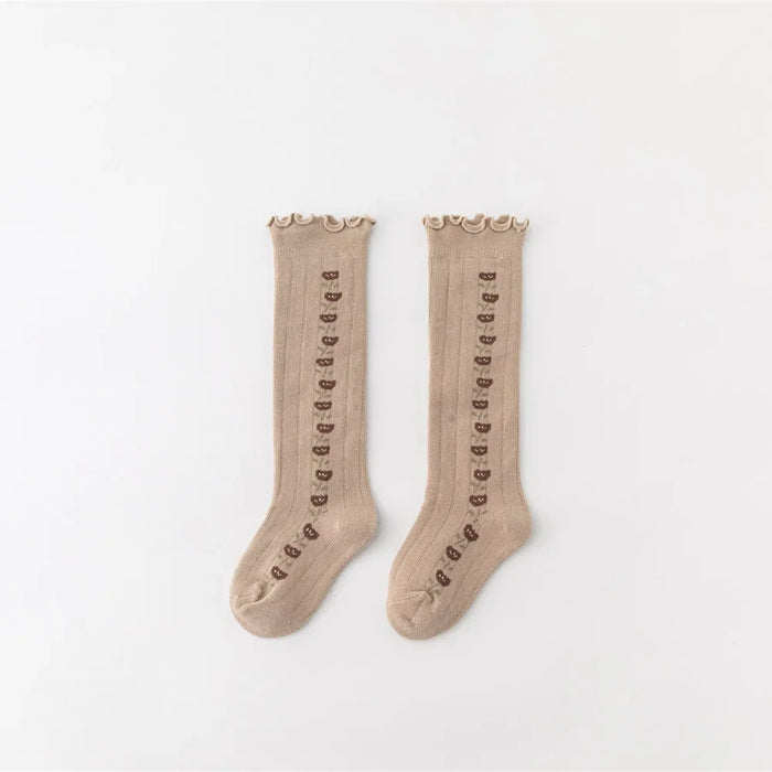 Flower Striped Knee High Long Thermal Kids Socks