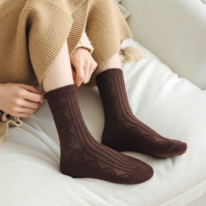 Warm Velvet Cashmere Wool Diamond Winter Socks