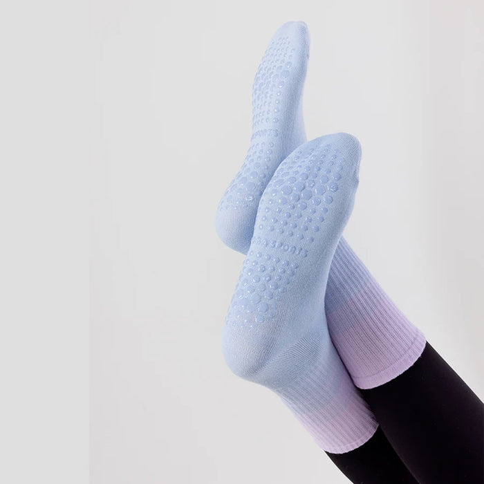 Pastel coloured anti slip yoga socks