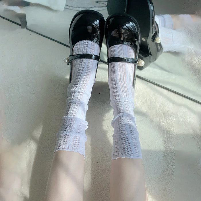Mid-calf Lace Casual Floral Socks