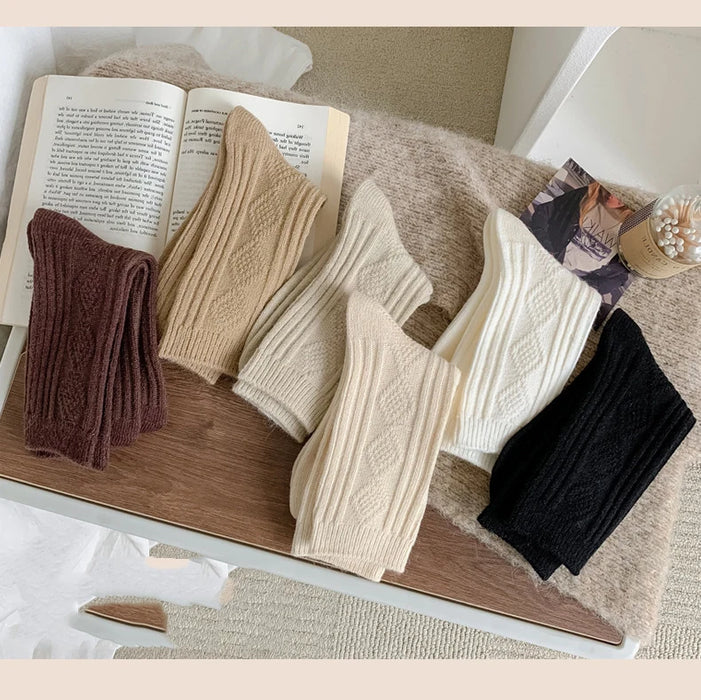 Warm Velvet Cashmere Wool Diamond Winter Socks