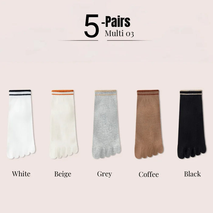 1/4/5 Pairs Women's Five Finger Cotton Socks