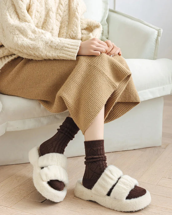 Warm Velvet Cashmere Wool Diamond Winter Socks