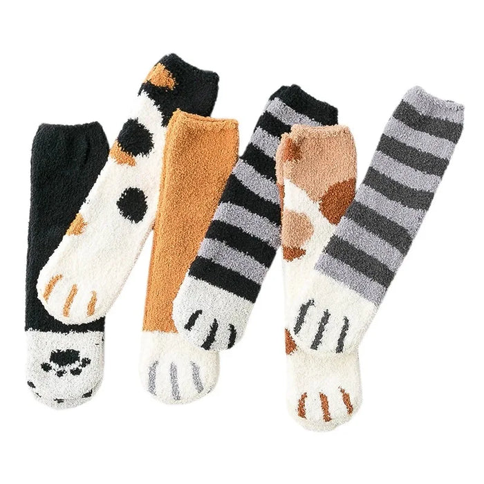 fashion-womens-cat-claw-stripes-3d-thick-warm-socks-cute-funny-fat-girl-cartoon-animal-toe-zebra-tiger-cat-foot-socks