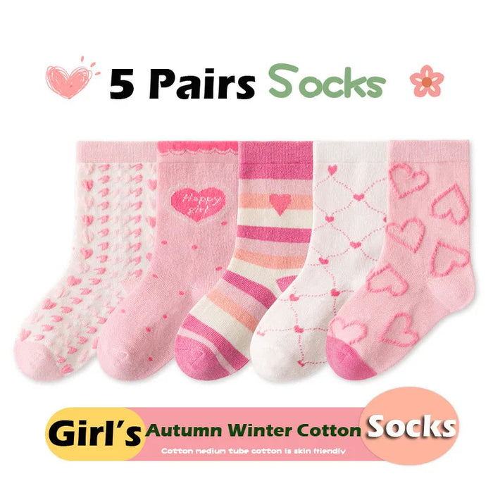 5 pairs / 1-12Y  Kids Lolita Fancy Socks