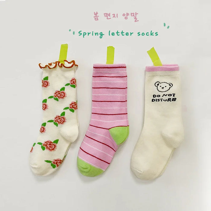 3paris Girls Fancy Lace Flower Pattern Socks