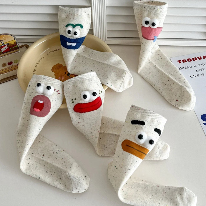 Funny Expression Women's Socks  Cartoon Big Eyes Socks