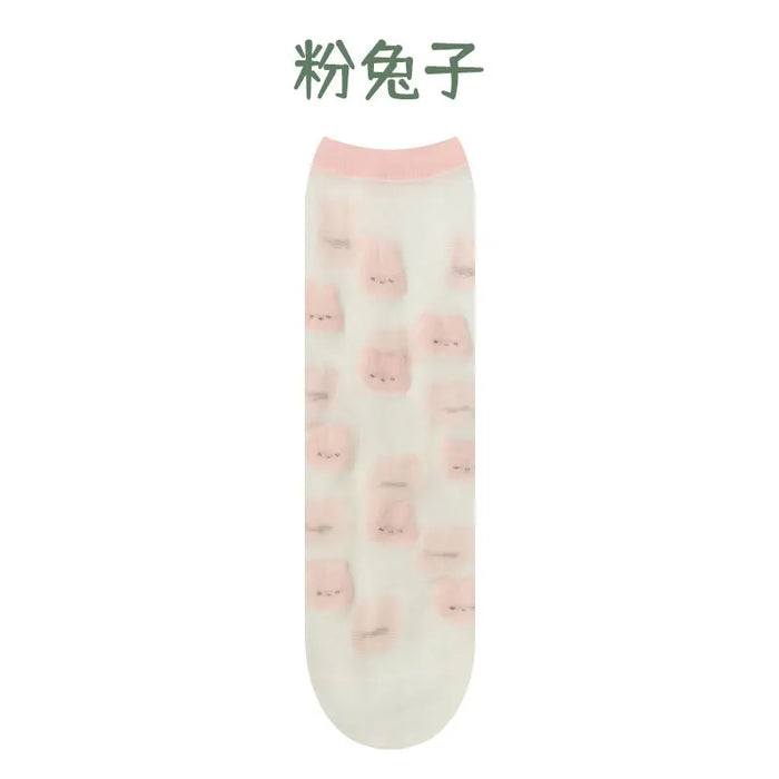 Children summer ultra-thin Transparent love crystal socks
