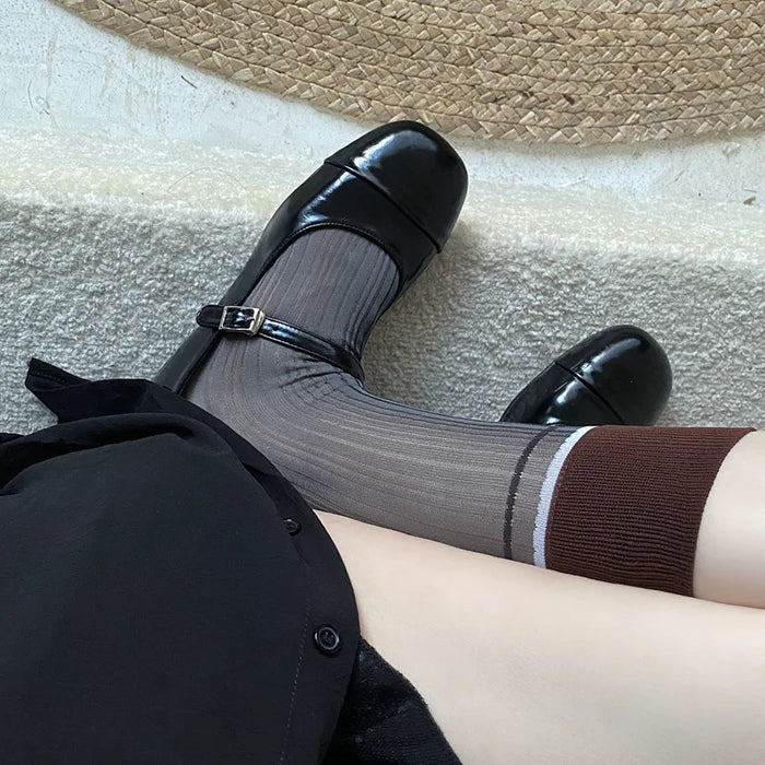 Transparent silk thin striped socks