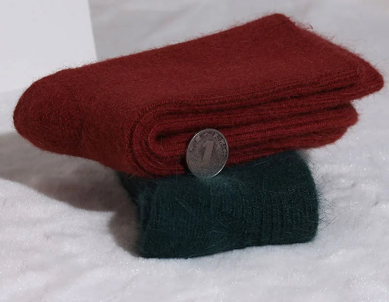 Thickened With Wool Warm Rabbit Hair Socks  Cashmere Stockings