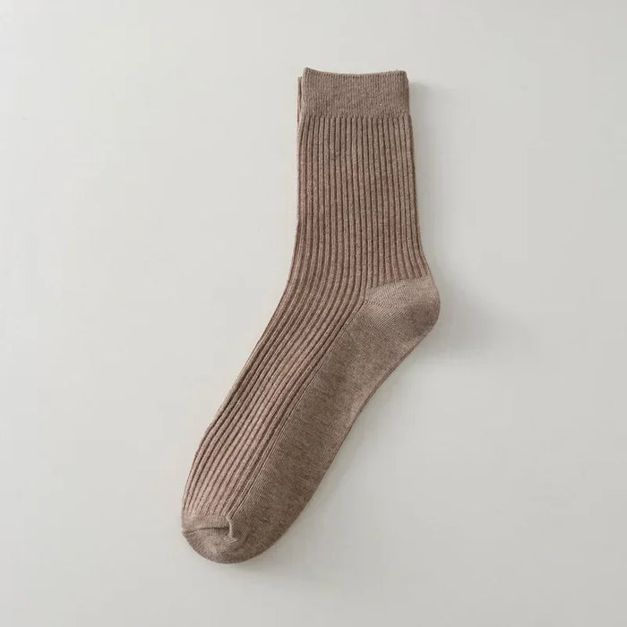 Mens Breathable Elastic Cotton Long Socks Solid Color