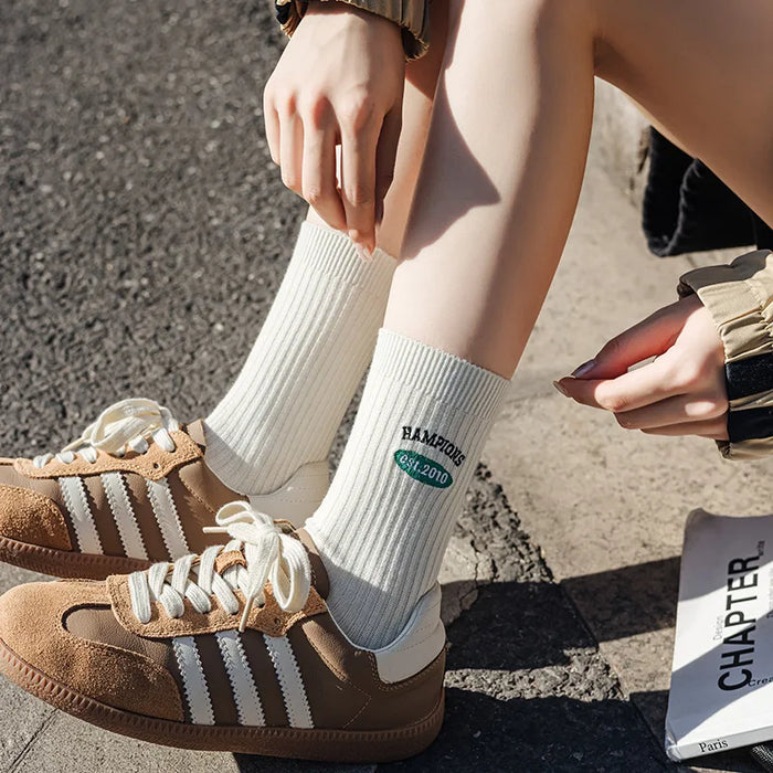 Embroidery Fashion Sports Women Socks Ins Designer