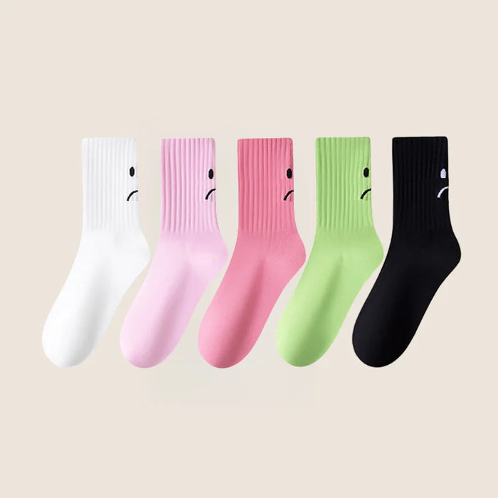 Smile Face Socks Women's Fashion Mid-Calf Socks