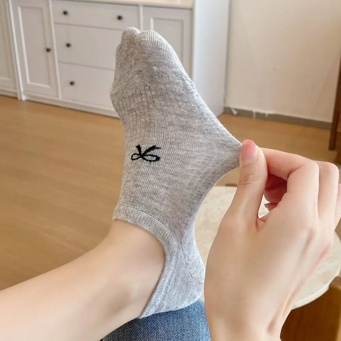 1-5pairs Summer Bowknot  Boat Socks for Women