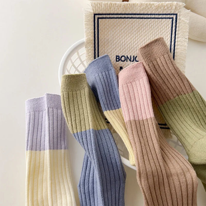 High Quality Cotton Knitting Women Socks Multicolor Striped