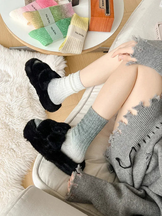 Winter Thick Warm Long Socks Gradient Wool Cashmere Socks