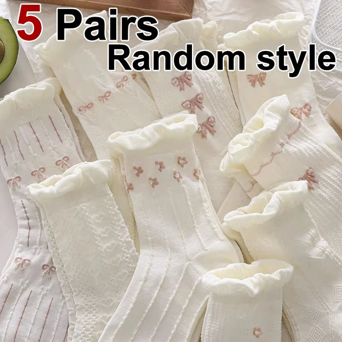 5/10 Pairs Women Lolita Style Mid Tube Socks