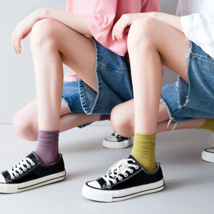 Ice Loose Calf Tube Sock Colorful Knee Nylon Socks