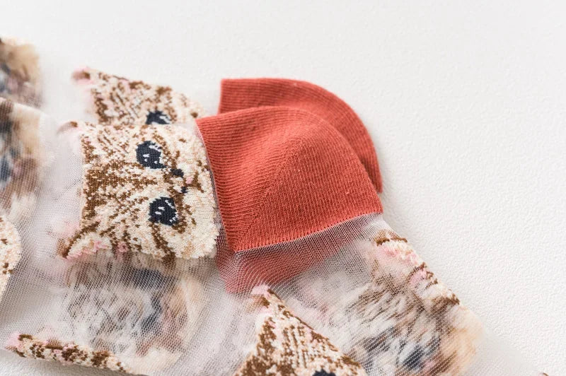 Women Transparent Cute Cat Socks