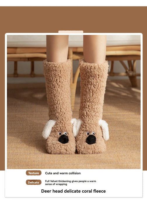 Winter Velvet Coral Fleece Socks Sleep Home Slippers Snow Socks