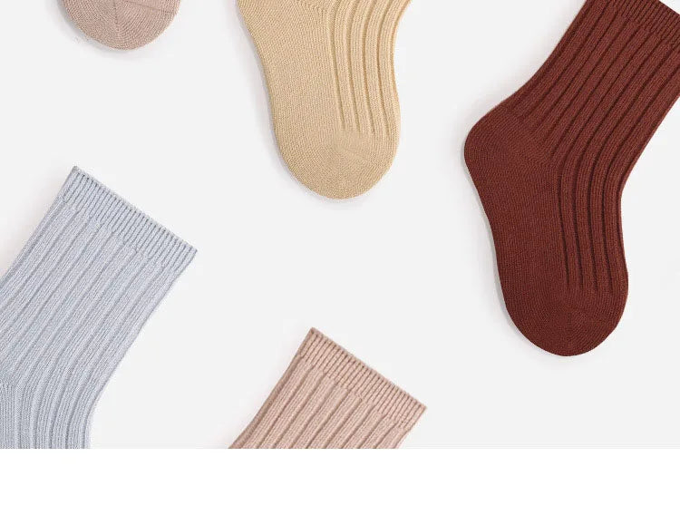 5-pairs-lot-baby-socks-breathable-loose-south-korea-style-solid-color-kids-socks-middle-tube-cotton-socks-set-for-children