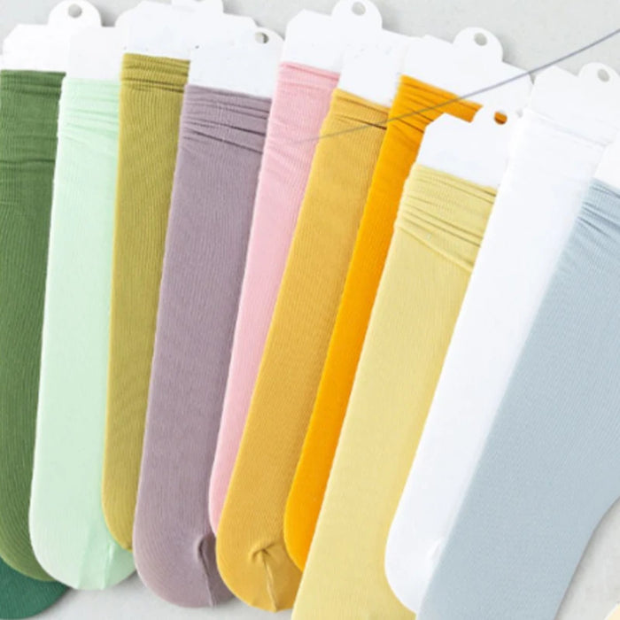 Ice Loose Calf Tube Sock Colorful Knee Nylon Socks