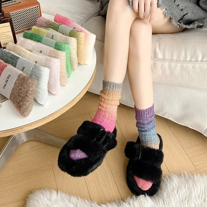Winter Thick Warm Long Socks Gradient Wool Cashmere Socks