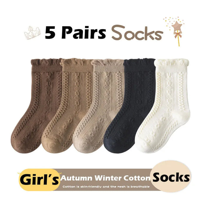 5 pairs / 1-12Y  Kids Lolita Fancy Socks