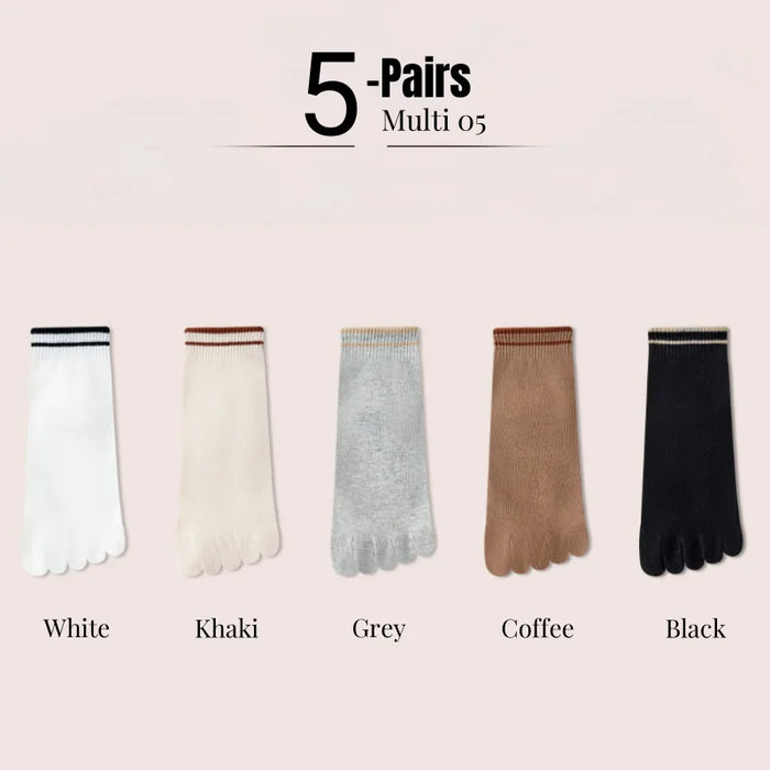 1/4/5 Pairs Women's Five Finger Cotton Socks