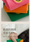 solid-color-medium-tube-socks-for-womens-fresh-smiling-face-pattern-simple-style-comfortable-breathable-girl-socks