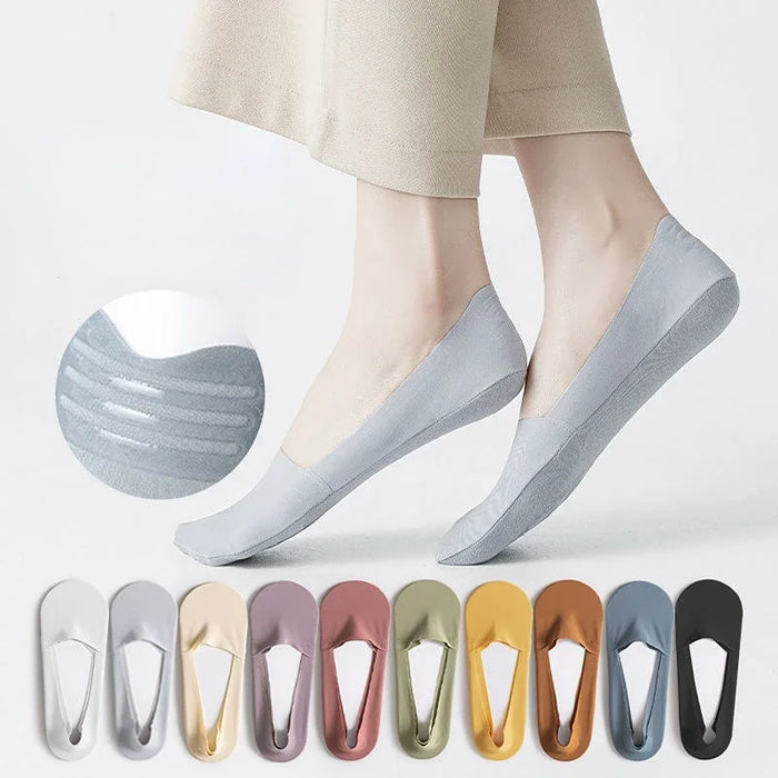 Summer Nylon Ice Silk Boat Socks Low Cut Ankle Silicone Non-slip Invisible
